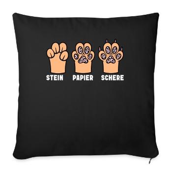 Chat Pierre Papier Ciseaux Patte Jeu Drôle - Coussin et housse de 45 x 45 cm - noir - Devant