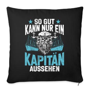 Capitaine à voile Dire bateau Voilier Capitaine - Coussin et housse de 45 x 45 cm - noir - Devant