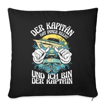 Capitaine à voile Dire bateau Voilier Capitaine - Coussin et housse de 45 x 45 cm - noir - Devant