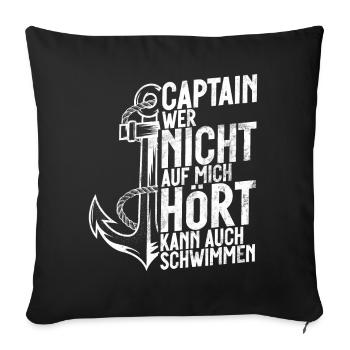 Capitaine à voile Dire bateau Voilier Capitaine - Coussin et housse de 45 x 45 cm - noir - Devant