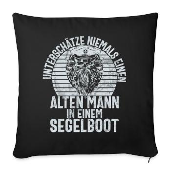 Capitaine à voile Dire bateau Voilier Capitaine - Coussin et housse de 45 x 45 cm - noir - Devant