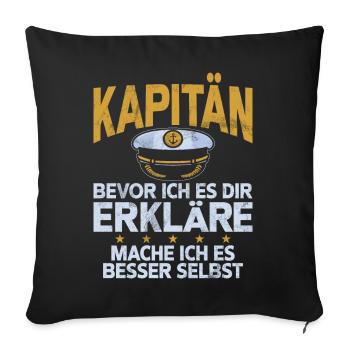 Capitaine à voile Dire bateau Voilier Capitaine - Coussin et housse de 45 x 45 cm - noir - Devant