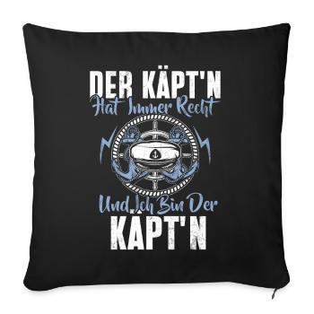 Capitaine à voile Dire bateau Voilier Capitaine - Coussin et housse de 45 x 45 cm - noir - Devant