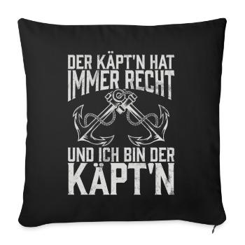 Capitaine à voile Dire bateau Voilier Capitaine - Coussin et housse de 45 x 45 cm - noir - Devant