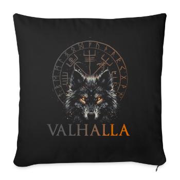 Valhalla Loup Dieux Nordiques Boussole Viking - Coussin et housse de 45 x 45 cm - noir - Devant