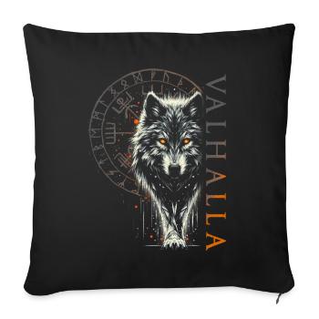 Valhalla Loup Dieux Nordiques Boussole Viking - Coussin et housse de 45 x 45 cm - noir - Devant