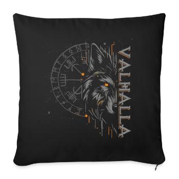 Valhalla Loup Dieux Nordiques Boussole Viking - Coussin et housse de 45 x 45 cm - noir - Devant