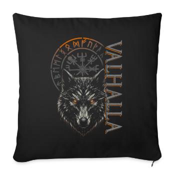 Valhalla Loup Dieux Nordiques Boussole Viking - Coussin et housse de 45 x 45 cm - noir - Devant