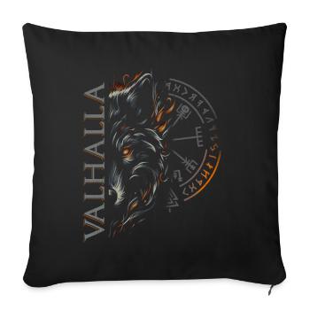 Valhalla Loup Dieux Nordiques Boussole Viking - Coussin et housse de 45 x 45 cm - noir - Devant