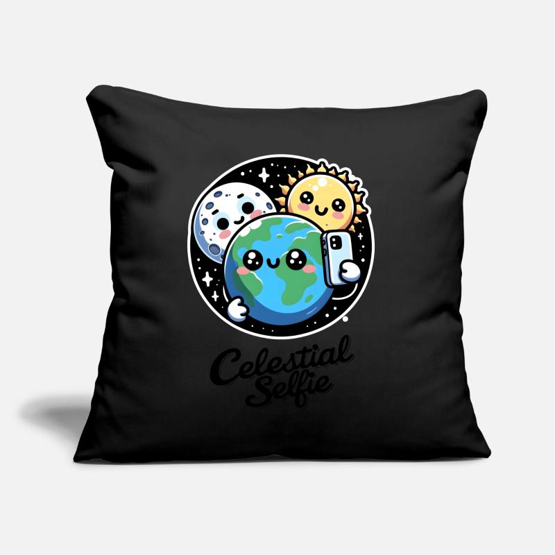 Selfie céleste totalité printemps éclipse solaire Coussin et housse de 45 x 45 cm