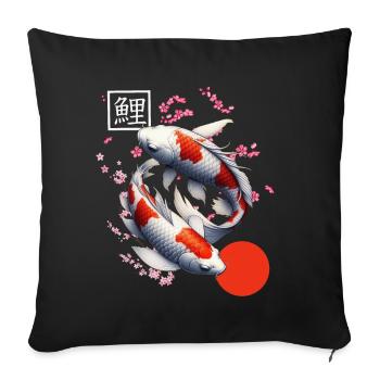 carpe koï japonaise poisson nishikigoi - Coussin et housse de 45 x 45 cm - noir - Devant