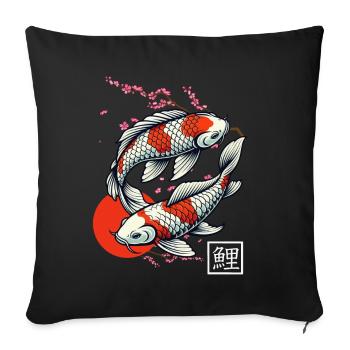 carpe koï japonaise poisson nishikigoi - Coussin et housse de 45 x 45 cm - noir - Devant