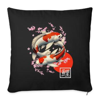 carpe koï japonaise poisson nishikigoi - Coussin et housse de 45 x 45 cm - noir - Devant