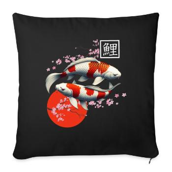 carpe koï japonaise poisson nishikigoi - Coussin et housse de 45 x 45 cm - noir - Devant