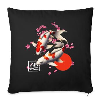 carpe koï japonaise poisson nishikigoi - Coussin et housse de 45 x 45 cm - noir - Devant
