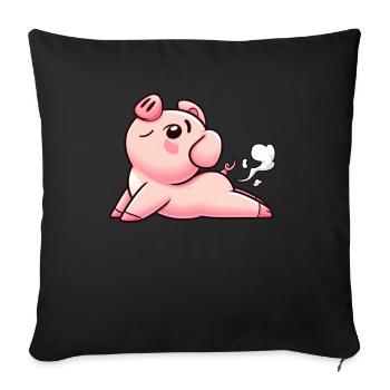 Yoga du cochon Méditation Inspiration Expiration Yoga - Coussin et housse de 45 x 45 cm - noir - Devant