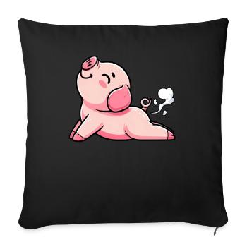 Yoga du cochon Méditation Inspiration Expiration Yoga - Coussin et housse de 45 x 45 cm - noir - Devant