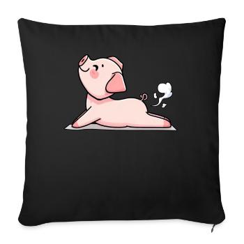 Yoga du cochon Méditation Inspiration Expiration Yoga - Coussin et housse de 45 x 45 cm - noir - Devant