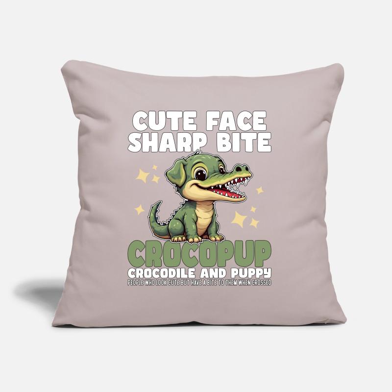 CUTE FACE SHARP BITE - CROCODILE AND PUPPY Sofa pillow with filling 45cm x 45cm