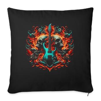 Rock N Roll Guitarist Music Guitarist Skeleton - Sofa pillow with filling 45cm x 45cm - black - Front