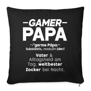 Gamer Papa Papa Amateur de jeux vidéo PC - Coussin et housse de 45 x 45 cm - noir - Devant
