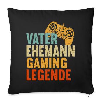 Gamer Papa Papa Amateur de jeux vidéo PC - Coussin et housse de 45 x 45 cm - noir - Devant