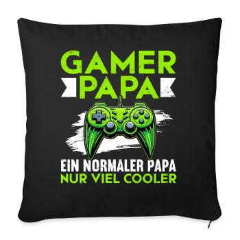 Gamer Papa Papa Amateur de jeux vidéo PC - Coussin et housse de 45 x 45 cm - noir - Devant