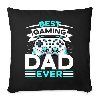 Gamer Papa Papa Amateur de jeux vidéo PC - Coussin et housse de 45 x 45 cm - noir - Devant