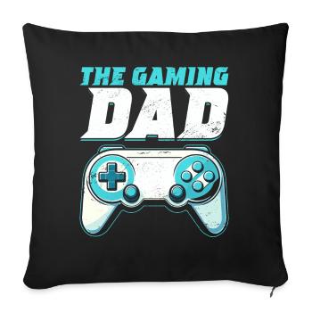 Gamer Papa Papa Amateur de jeux vidéo PC - Coussin et housse de 45 x 45 cm - noir - Devant