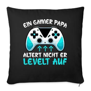 Gamer Papa Papa Amateur de jeux vidéo PC - Coussin et housse de 45 x 45 cm - noir - Devant