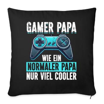 Gamer Papa Papa Amateur de jeux vidéo PC - Coussin et housse de 45 x 45 cm - noir - Devant