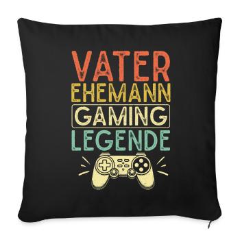 Gamer Papa Papa Amateur de jeux vidéo PC - Coussin et housse de 45 x 45 cm - noir - Devant
