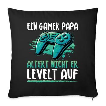 Gamer Papa Papa Amateur de jeux vidéo PC - Coussin et housse de 45 x 45 cm - noir - Devant