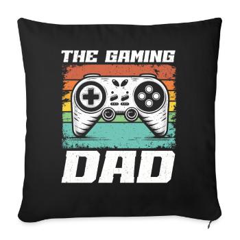 Gamer Papa Papa Amateur de jeux vidéo PC - Coussin et housse de 45 x 45 cm - noir - Devant