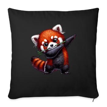 Roter Panda, Red Panda, Pandabär, Dabbing - Sofakissen mit Füllung 45 x 45 cm - Schwarz - Vorne