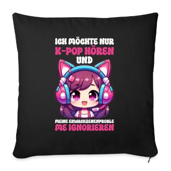K-Pop Coréen Kpop Culture Kpop Corée du Sud Danse - Coussin et housse de 45 x 45 cm - noir - Devant