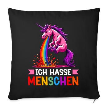 I hate people funny unicorn stinky finger - Sofa pillow with filling 45cm x 45cm - black - Front