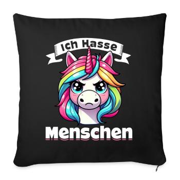 I hate people funny unicorn stinky finger - Sofa pillow with filling 45cm x 45cm - black - Front
