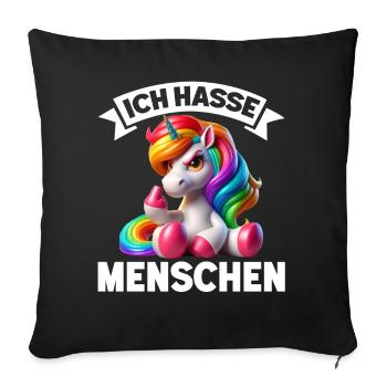 I hate people funny unicorn stinky finger - Sofa pillow with filling 45cm x 45cm - black - Front