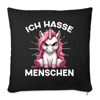 I hate people funny unicorn stinky finger - Sofa pillow with filling 45cm x 45cm - black - Front