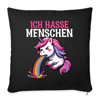 I hate people funny unicorn stinky finger - Sofa pillow with filling 45cm x 45cm - black - Front