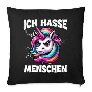 I hate people funny unicorn stinky finger - Sofa pillow with filling 45cm x 45cm - black - Front