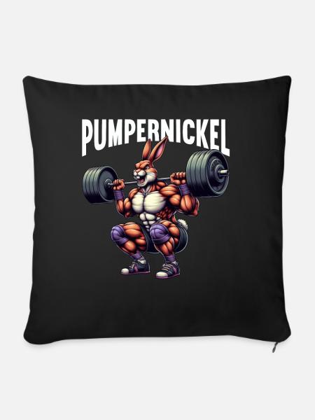 Pumpernickel-Kaninchen Fitnesstrainer Bodybuilder - Sofakissen mit Füllung 45 x 45 cm - Schwarz