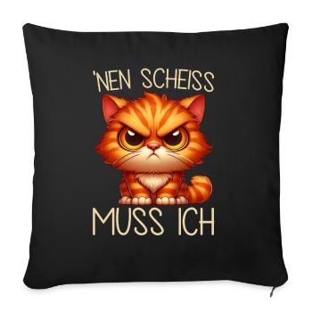 I have to give a shit to cat lovers sarcastically - Sofa pillow with filling 45cm x 45cm - black - Front