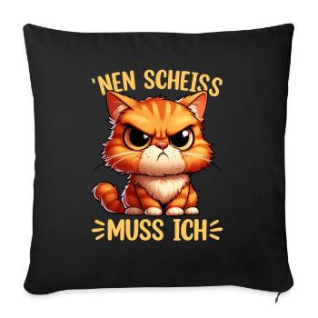 I have to give a shit to cat lovers sarcastically - Sofa pillow with filling 45cm x 45cm - black - Front
