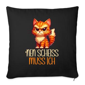 I have to give a shit to cat lovers sarcastically - Sofa pillow with filling 45cm x 45cm - black - Front