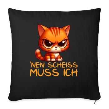 I have to give a shit to cat lovers sarcastically - Sofa pillow with filling 45cm x 45cm - black - Front