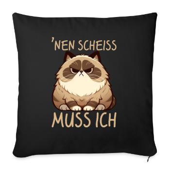 I have to give a shit to cat lovers sarcastically - Sofa pillow with filling 45cm x 45cm - black - Front