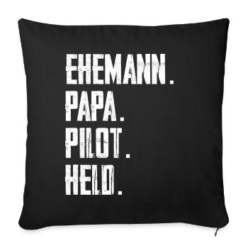 Ehemann Papa Pilot Held - Sofakissen mit Füllung 45 x 45 cm - Schwarz - Vorne