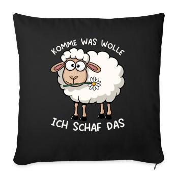 Come on, what do I want sheep that is more motivating - Sofa pillow with filling 45cm x 45cm - black - Front